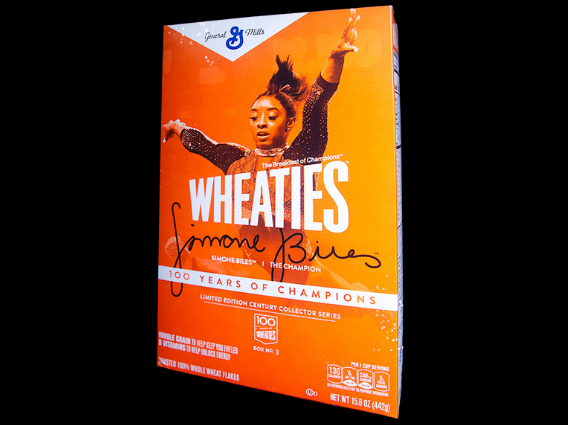 Simone Biles on Wheaties box